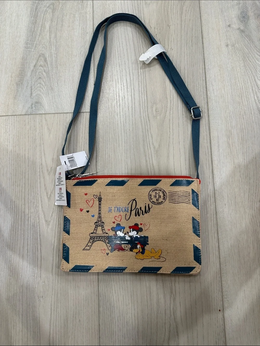 Disneyland Paris Mickey Minnie Pluto Je T’Adore Paris Envelope Crossbody Bag NWT